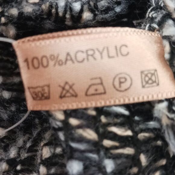 Women's boho gypsy fringe knit neutral textured poncho 70's fairycore one size - Picture 9 of 9